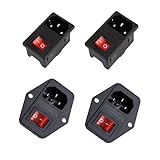 Gadgeter 4 Pcs inlet Module Plug Fuse Switch Male Power Socket 10A 250V 3 Pin IEC320 C14 …