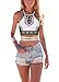 JomeDesign Women's Summer Halter Cross Hollow Boho Bandage Tank Camis Crop Top Vest,Africa Pattern,One Size