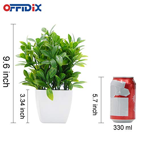 OFFIDIX Artificial Eucalyptus Plants with White Square Vase Small Artificial Tree for Office Desktop Decor Fake Plants for Home and Office Indoor Decorations
