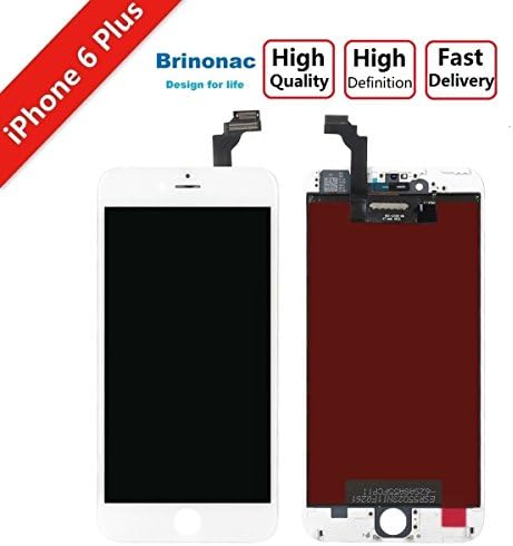 Screen Replacement for iPhone 6 Plus White Brinonac LCD Display Touch Screen Digitizer Assembly Replacement Screen with Repair Tool kit + Tempered Glass Screen Protector + Instruction
