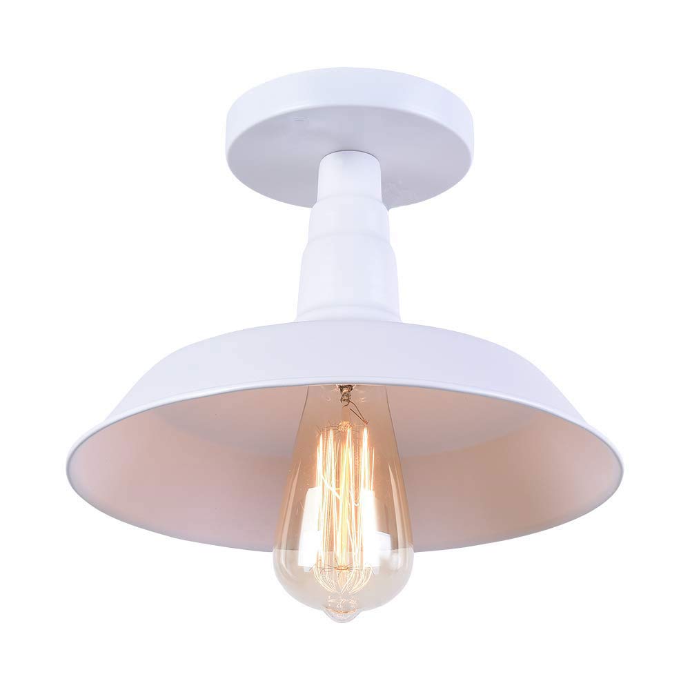 Huahan Haituo Antique Industrial Ceiling Light Black Shade Semi Flush Mount Light Fixture Farmhouse Lighting Edison Light Fixture Vintage Barn Light