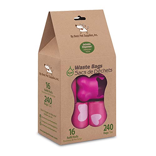 Best Pet Supplies Dog Poop Bags, Rip-Resistant and Doggie Waste Bag Refills with d2w Controlled-Life Plastic Technology - Pack of 240, Pink Heart (Scented)