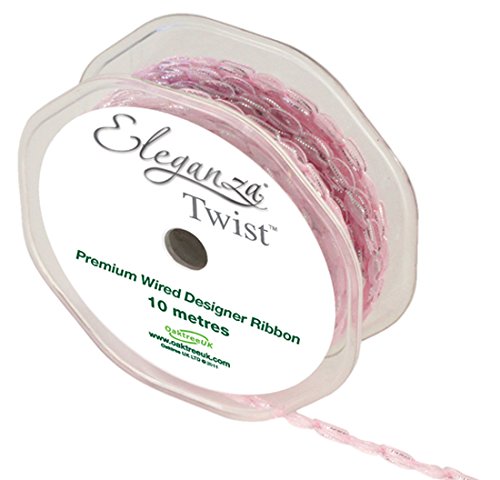 Eleganza Wired Twist Ribbon 9mm x 10m, Polyester, Light Pink, 10 x 10 x 5 cm
