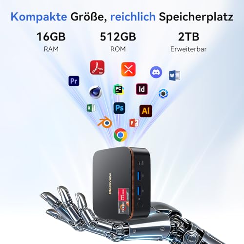 Blackview MP20 Mini PC AMD Ryzen 3300U (Exceeds N95/N150/N100) Win11 Pro, 16GB RAM 512GB Micro Desktop Computer, 4K @ 60Hz UHD, USB 3.2+DP + HDMI + Gigabit Ethernet for Business/Home Theater