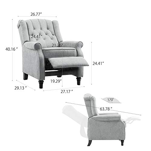 YANXUAN Pushback Recliner Chair, Tufted Armchair with Padded Seat