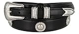 Mens Silver Horse Head Concho And Genuine Leather Ranger Belt
