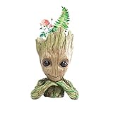 Pinsjar 15cm New Version Kawaii Resin Flowerpot Tree Baby Succulent Planter Cute Green Plants Flower Pot with Hole Pen Pot for Kids