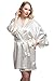 Women's Bride Bridesmaid Robes Short Kimono Robe Dressing Gown for wedding, White, M