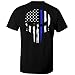 Fantastic Tees Thin Blue Line Law Enforcement Police Officer Patriotic Skull Men's T Shirt (Black, L)
