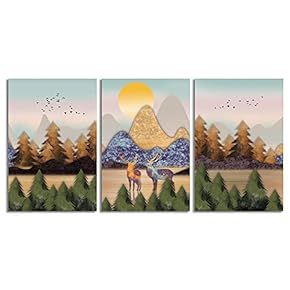 Canvas Wall Art Abstract Chinese Landscape Painting Artwork for Home Prints Framed - 16"x24" x 3 Panels