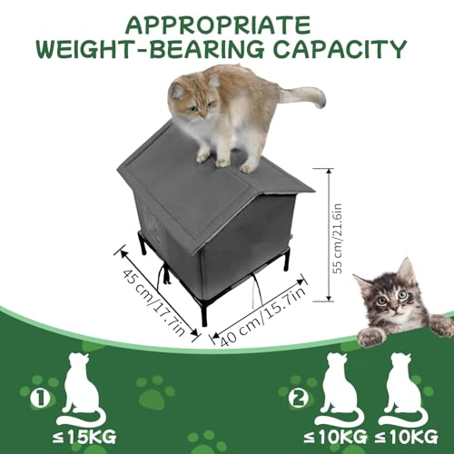 Cat House Weatherproof with Aluminum Film Insulation, All Season Insulated Cat Shelter for Stray & Feral Cats, Collapsible with Door, Easy to Assemble, Waterproof & Windproof Design for Yard(Grey)