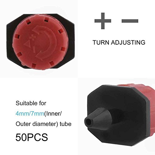 50Pcs Gardening Micro Flow Drip Head 1/4 Inch Barb Adjustable Irrigation Drippers Sprinklers Emitter Drip MuLuo
