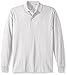 Jerzees Men's SpotShield Stain Resistant Polo Shirts (Short & Long, Long Sleeve-White, Large