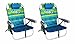 2 Tommy Bahama Backpack Cooler Chair with Storage Pouch and Towel Bar (Green/Blue Mix and Green/Blue Mix)