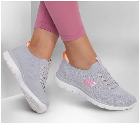 Principais Ténis Femininos Summits para Jogadoras, Cinzento de Malha / Rosa & Acabamento Coral, 39 EU