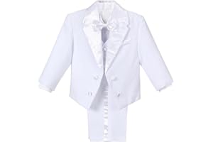 Dressy Daisy Baby Toddler Boys Tuxedo Suit Formal Wear Outfit Set Size 12-24 Months & 2T to 4T, Black Ivory White