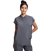 Leaddol Scrub Tops for Women, Mandarin Collar Oversized Fit Soft Stretch Medical Scrub Shirts with 2 Pockets