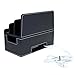 MobileVision Charging Station Black Faux Leather Executive Stand Multi-Device Charging Dock & Desktop Organizer for Smartphones & Tablets INCLUDES 5-USB port Charger