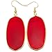 rockcloud Red Crystal Glass Dangle Hook Earrings Oval Gold Plated
