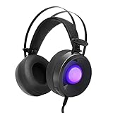 HotYet M170 Professional 3.5mm PC Stereo Gaming Headset for PS4 With Mic Over-Ear Headphones Volume Control 4 Kinds of Breathing LED Lights(Black)