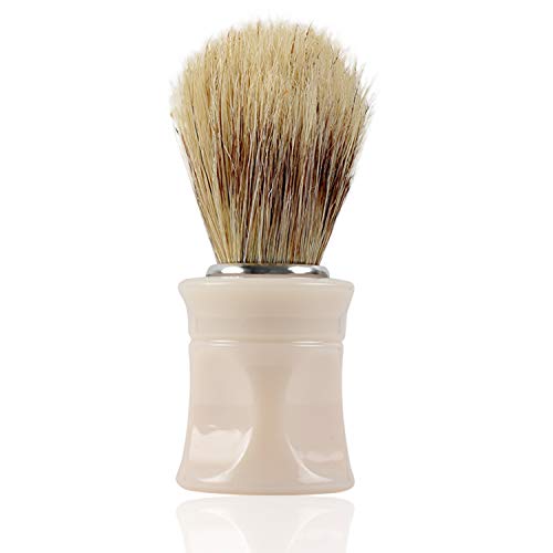 Titania Germany Shaving Brush - 100% Authentic Hair Bristle w/Beige Handle Grip - Easy Smooth Shaving Experience for Men