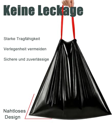 RULDGEE Bin Liners 60 L with Drawstring Pack of 40 Tear-Resistant Bin Bags Opaque Bin Bags Black Waste Bin