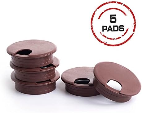 URAS STORE-BROWN Desk Grommet for Wires Cords -Plastic Cord Cable Hole Cover -Office Desk-TV Stand-Workstation- PC Grommets -5(pack)