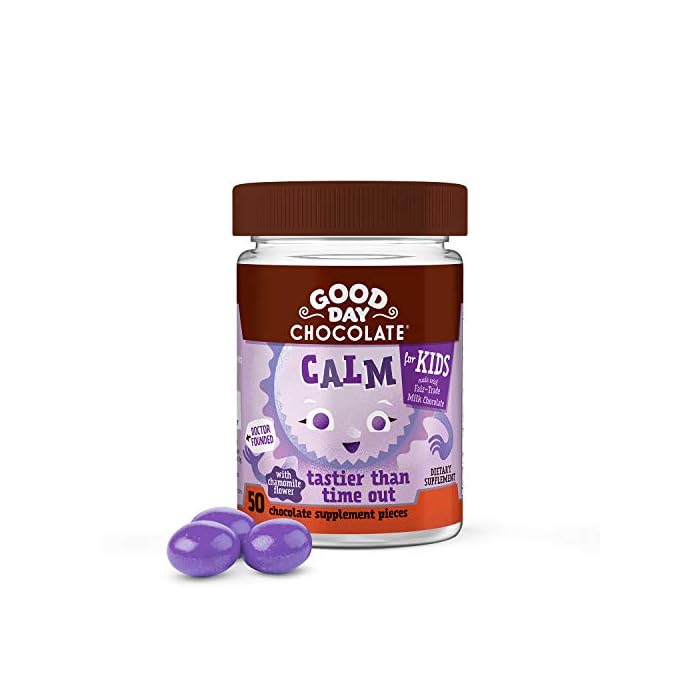 Good Day Chocolate Natural Calming Supplements for Kids Stress and Anxiety Relief (50 Count)