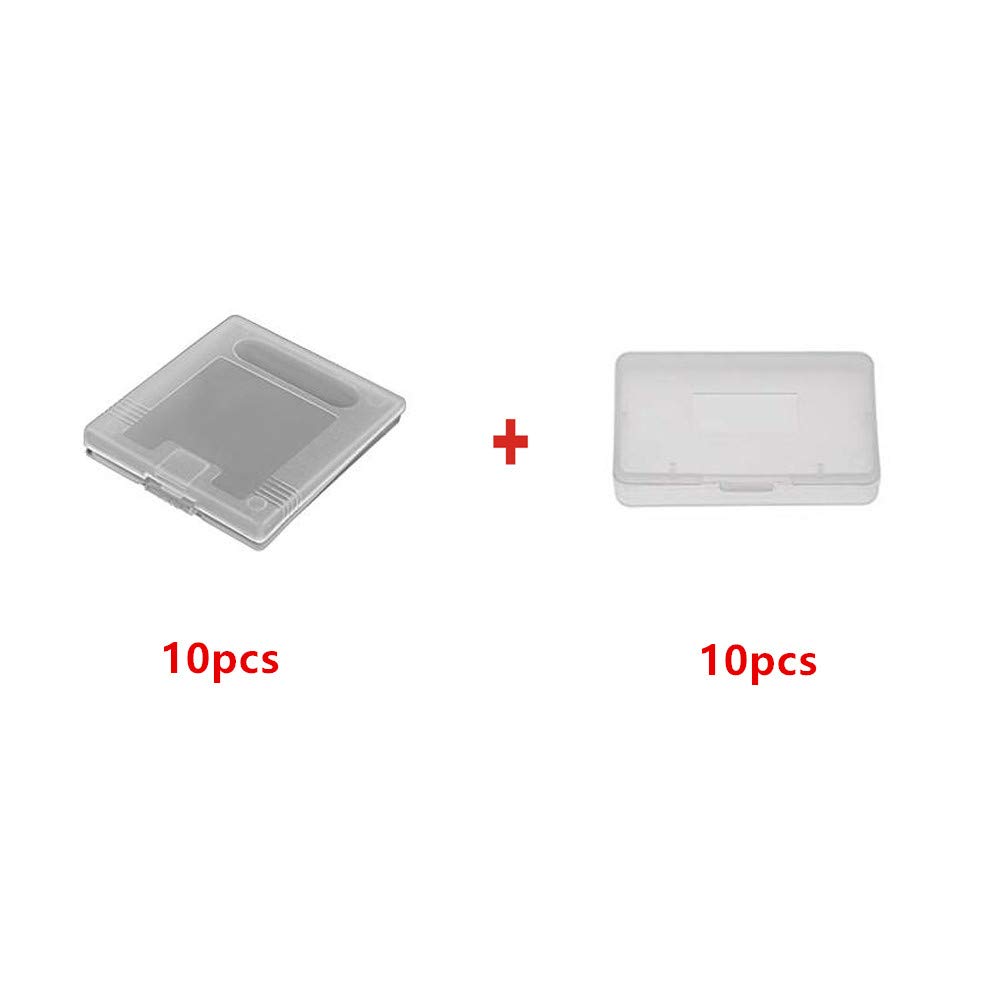 WICAREYO 10pcs Clear White Game Cartridge Protection Case Compatible for Gameboy Color GBC and 10pcs Clear Protection Game Case Dust Cover Compatible for Gameboy Advance GBA