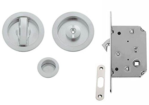 VI.TEL. e0262 N 51 Kit with Lock for Sliding Doors, Satin Chrome