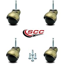 Service Caster Windsor Antique Brass Hooded 2 Inch Swivel Ball Casters with 5/16 Grip Neck Stem -300 lbs. Total Capacity - Sockets Included - Set of 4