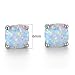GEMSME 18K White Gold Plated Created white Opal 6mm cushion Stud Earrings for Women