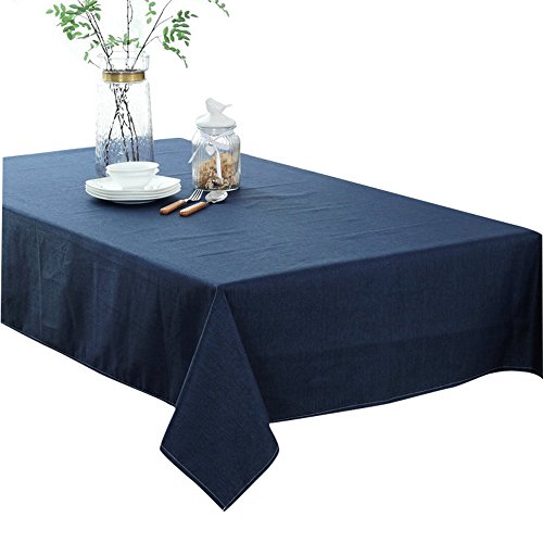 Nibesser Rectangle Cotton Linen Solid Tablecloth Table Cover Oil-proof/Waterproof Stain-resistant/Mildew-proof- Wedding Restaurant Party Banquet Decoration 51.2 x 86.7-inch