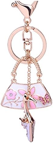 From the Heart Enterprises White Enamel Purse & Heel Key Chain is Embellished with Clear Crystal Rhinestones.Cute Gift for Your Shopping Pal-Special!