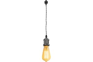 Kiven H-Type Track Mini Pendant Light, Track Mounted Pendant Light Kit, Vintage Style Single-Lamp E26 Black Socket,59 Inches 