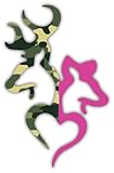 Camo Buck and Pink Doe Heart Deer Camouflage sticker decal 4