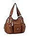 Scarleton Double Zipper Washed Shoulder Bag H133604A - Cognac