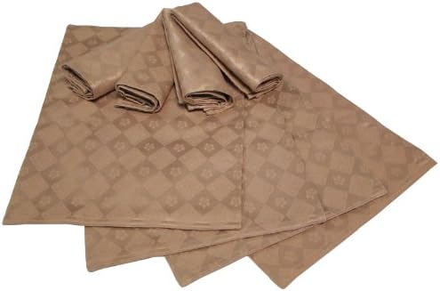 Textiles Plus Inc Diamond Placemat and Napkin, Taupe, Set of 4
