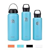 32oz Stainless Steel Sports Water Bottle - hydro-Water qottle Thermal Wide Mouth Flask Thermos Hot and Cold Double Wall Vacuum Insulated Travel Mug-Tiffany Blue