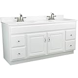 Design House 541078 Concord 2-Door 4-Drawer Bathroom Vanity Without Top, Brazilian Pine Wood and Enhanced Stability, Unassembled, 60 inch, White