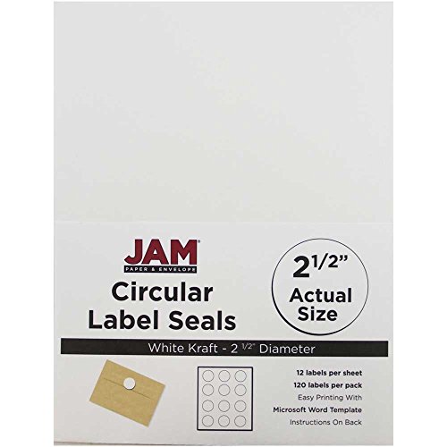 JAM Paper Round Circle Label Sticker Seals - 2 1/2" - White - 120/pack