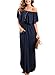 Women Long Maxi Dress Casual Party Off The Shoulder Ruffle Split Beach Pocket Dresses BK192
