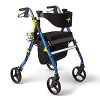 Medline Premium Empower Rollator Walker with Seat, Folding Rolling Walker with 8-inch Wheels, Blue