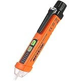 Meterk Electric Voltage Tester Non-Contact 12V-1000V Voltage Detector Pen with Alarm Mode &amp; Live/Null Wire Judgment, LED Flashlight Beeper Multi-sensor Safe Voltage Measuring Indicator