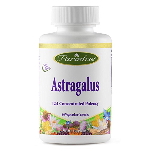 Paradise Herbs Astragalus 12:1 4% ISO Flavones Vegetarian Capsules, 120 Count