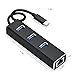 Crukee USB TYPE C Hub Adapter to 3 USB 3.0 Ports & Gigabit Ethernet RJ45 Port with Blue LED Light (Black Aluminium Alloy)
