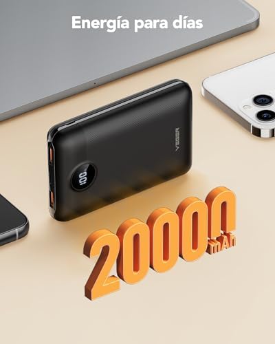 20000mAh Batería Externa Power Bank, Carga Rápida 22.5W QC3.0,