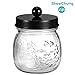 SheeChung Small Mason Jar, Glass Qtip Holder, Apothecary Jars with Lids, Bathroom Organizers and Storage, Bathroom Canister for Q-tips, Cottons, Floss, Balls, Cotton Swabs, Farmhouse Decor-Black