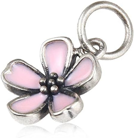 Charmstar Authentic Stunning Cherry Blossom Charm Pendant with Pink Enamel sterling silver Sakura Dangle Bead Compatible Eouropean Bracelet