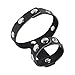 FEESHOW Men's Underwear Genuine Leather Thong C-Strap Mention Ring Bracelet Black